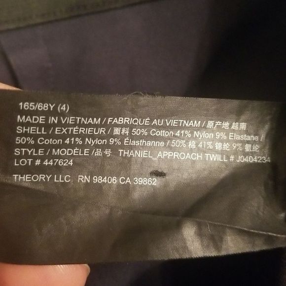 Theory Thaniel Navy Twill Stretch Crop Pants Sz. 4 EUC - Picture 10 of 12